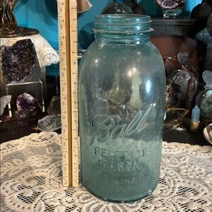 Large vintage blue ball jar